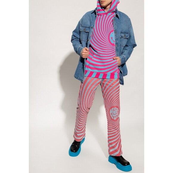 MSFTSrep Jaden Smith Straight Leg Logo Print Jeans Blue Pink Swirl Size 28 - Picture 4 of 13